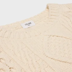 crew neck sweater in aran cashmere and wool