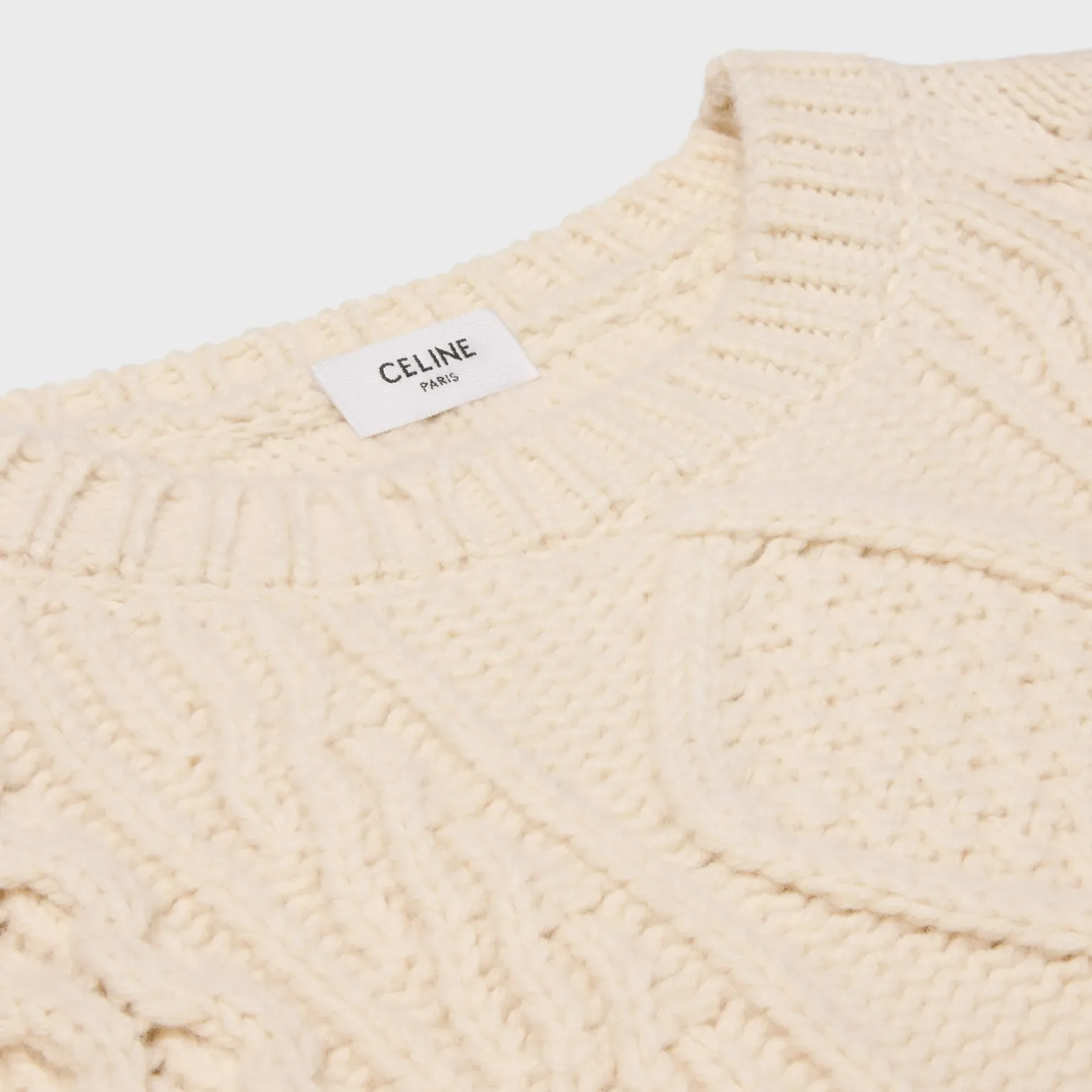 crew neck sweater in aran cashmere and wool
