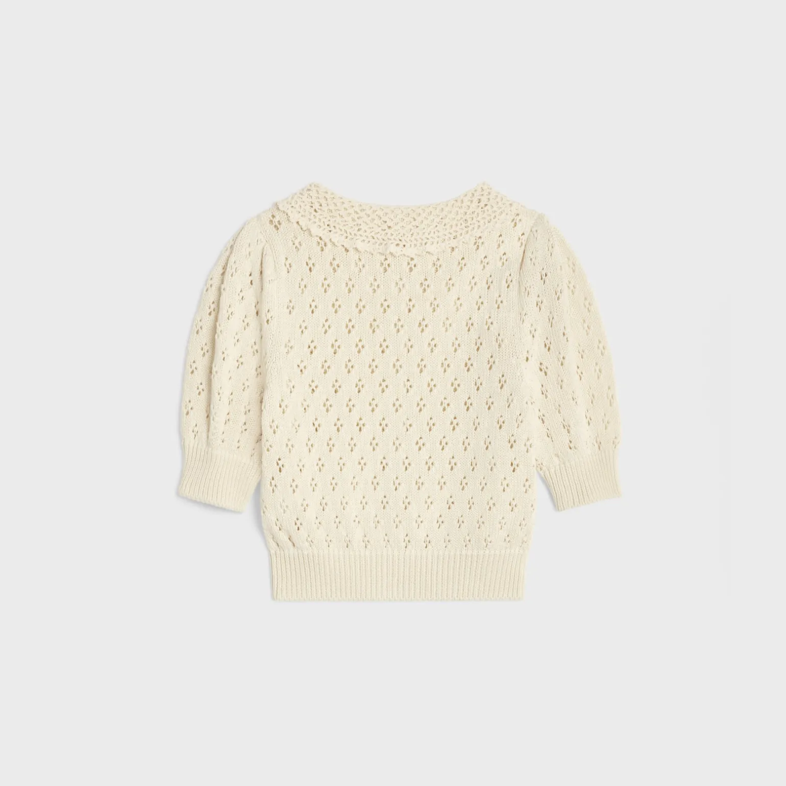 cropped cardigan in pointelle cotton