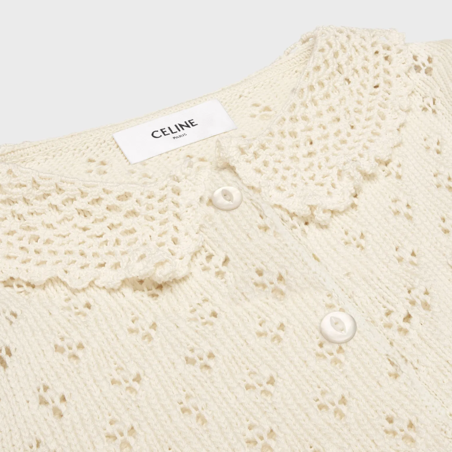 cropped cardigan in pointelle cotton