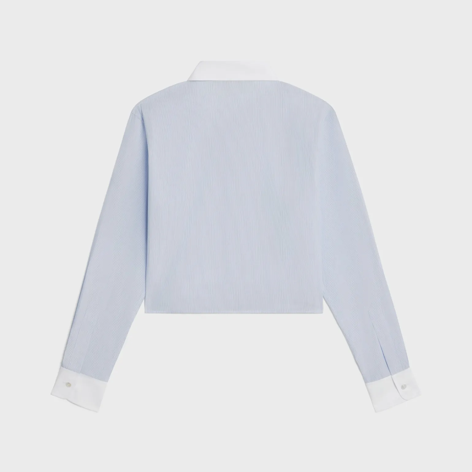 cropped shirt in striped cotton poplin