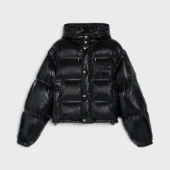 cropped triomphe down jacket in lightweight nylon