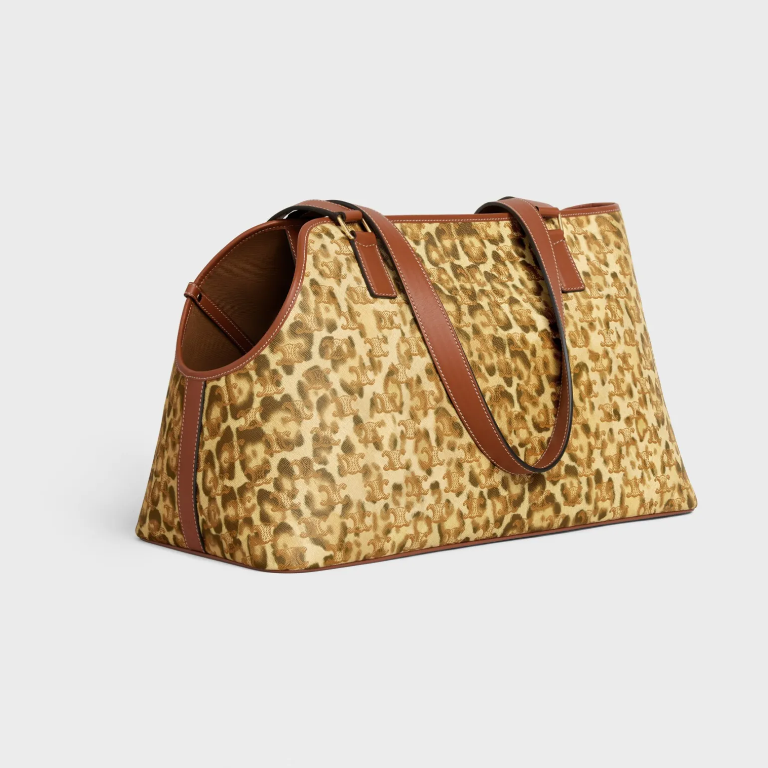Dog cabas in Triomphe canvas with leopard print and calfskin