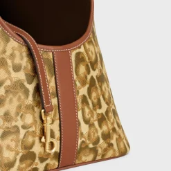 Dog cabas in Triomphe canvas with leopard print and calfskin