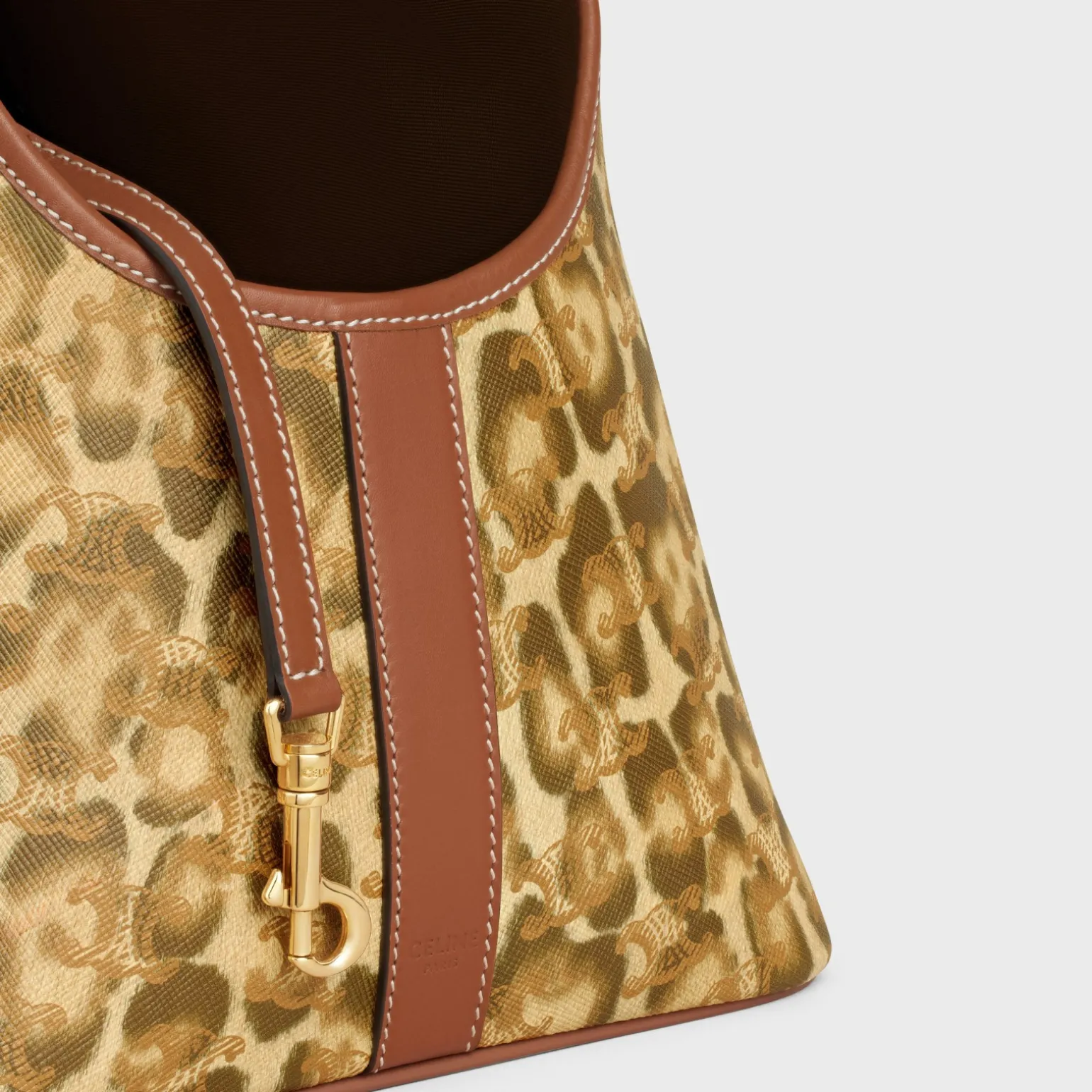 Dog cabas in Triomphe canvas with leopard print and calfskin