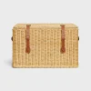 Dog toys box in rattan and calfskin