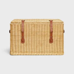 Dog toys box in rattan and calfskin