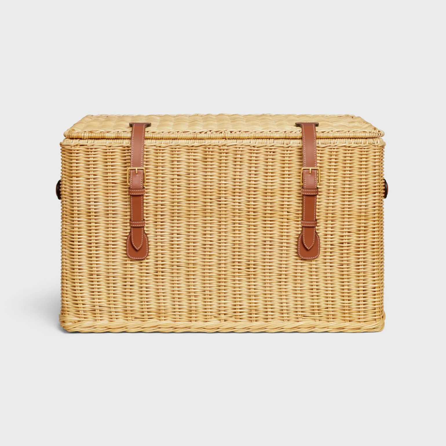 Dog toys box in rattan and calfskin