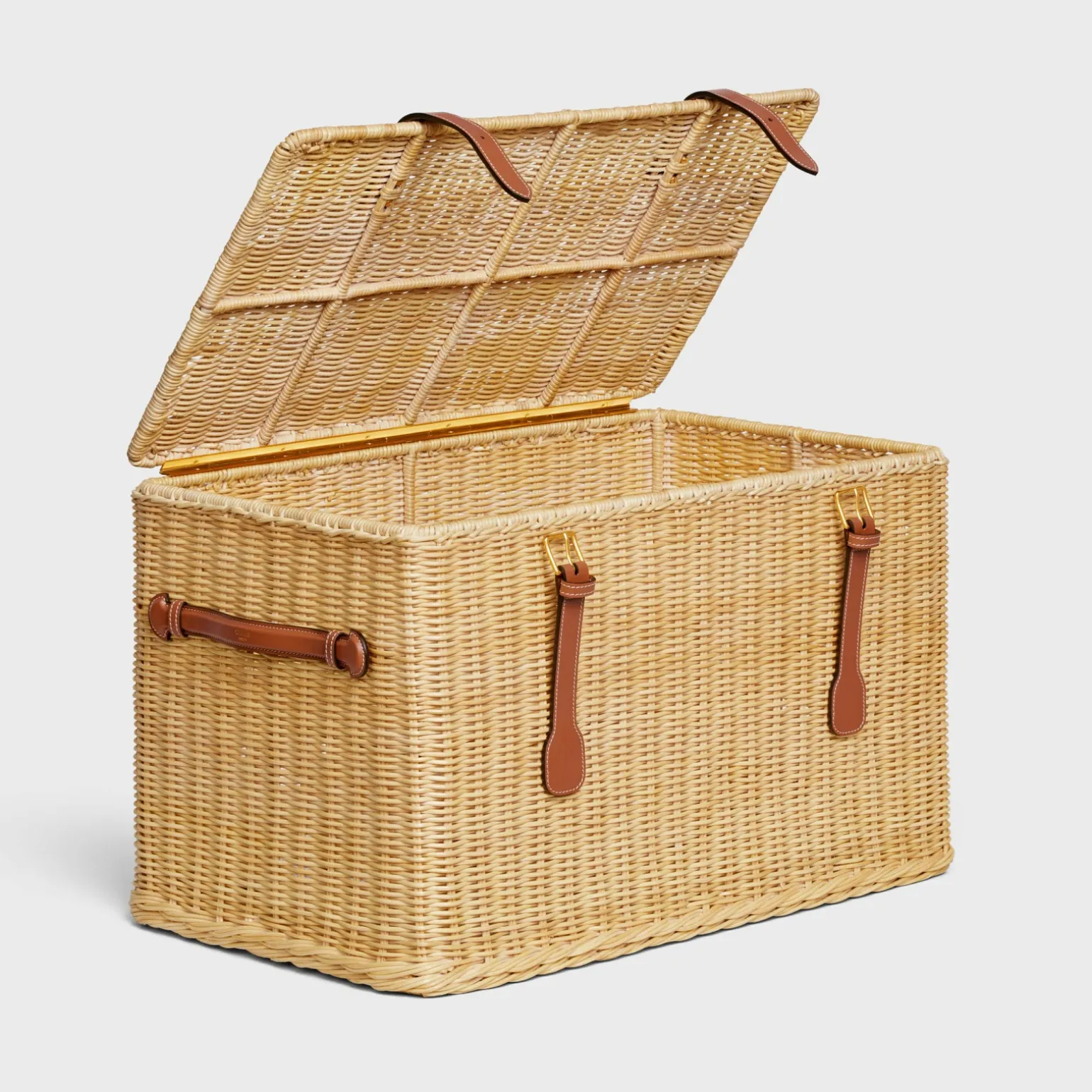 Dog toys box in rattan and calfskin