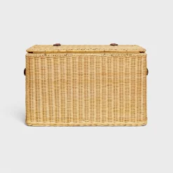Dog toys box in rattan and calfskin