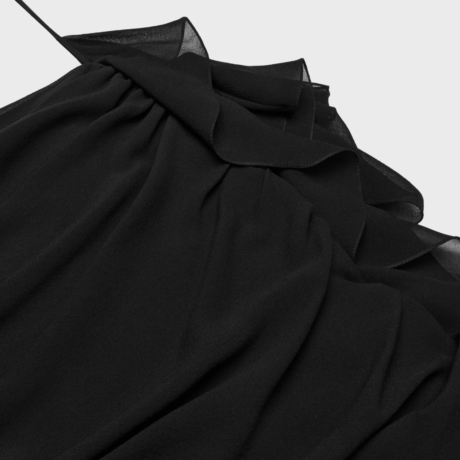 draped mini dress in silk georgette