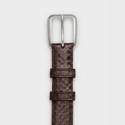 Elegant Belt with Square Buckle in Watersnake