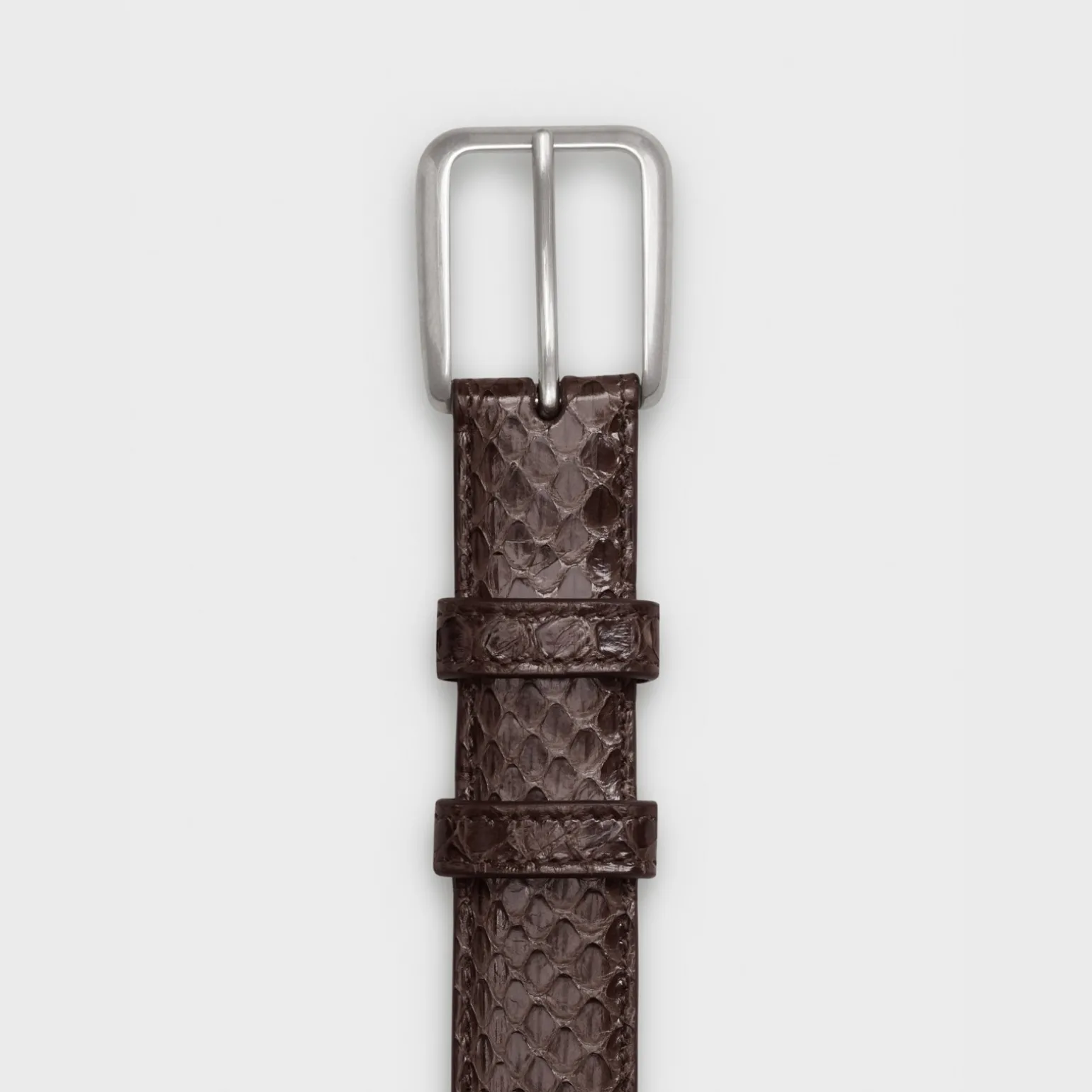 Elegant Belt with Square Buckle in Watersnake