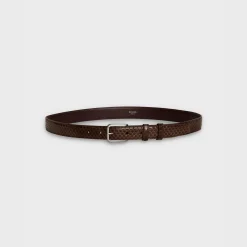 Elegant Belt with Square Buckle in Watersnake