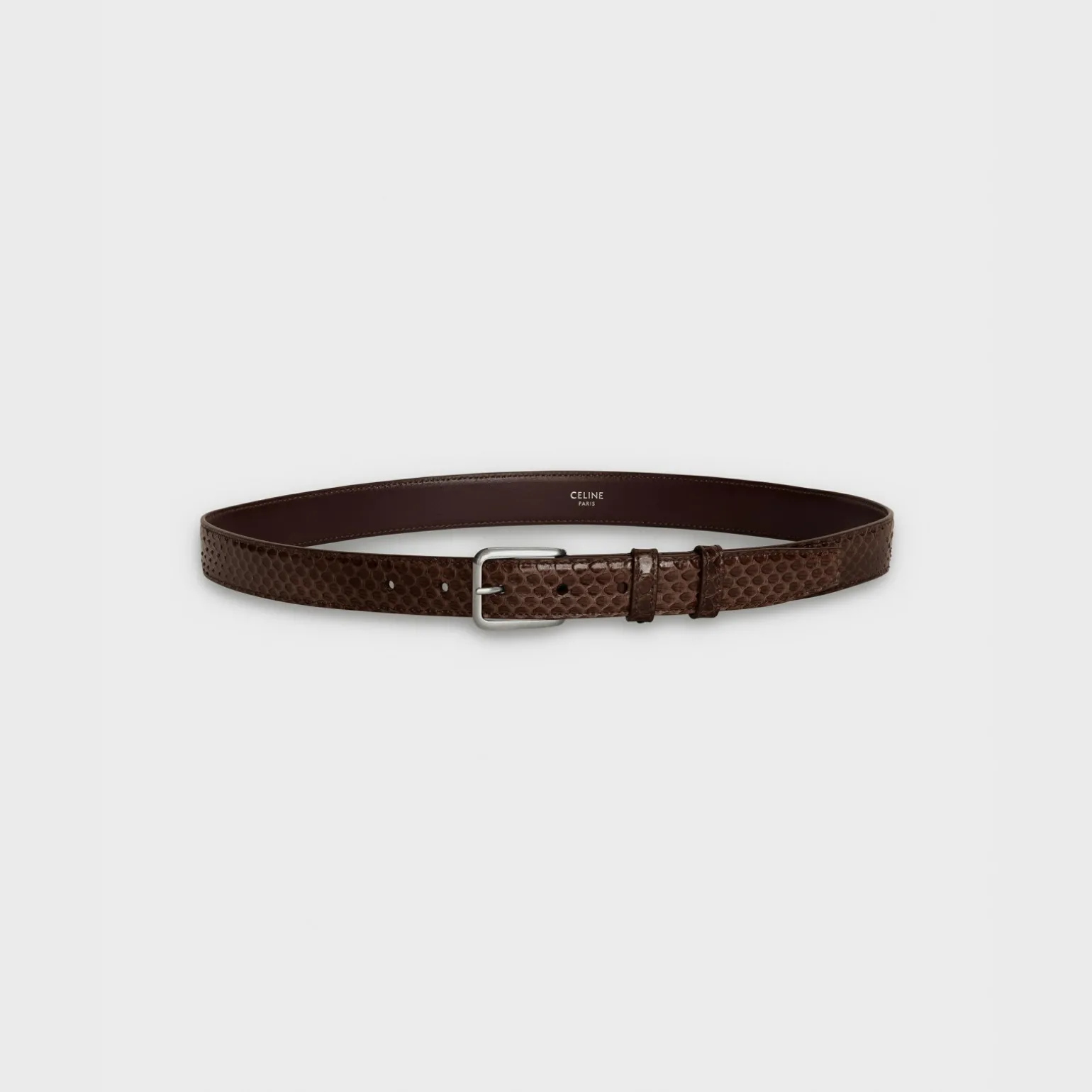 Elegant Belt with Square Buckle in Watersnake