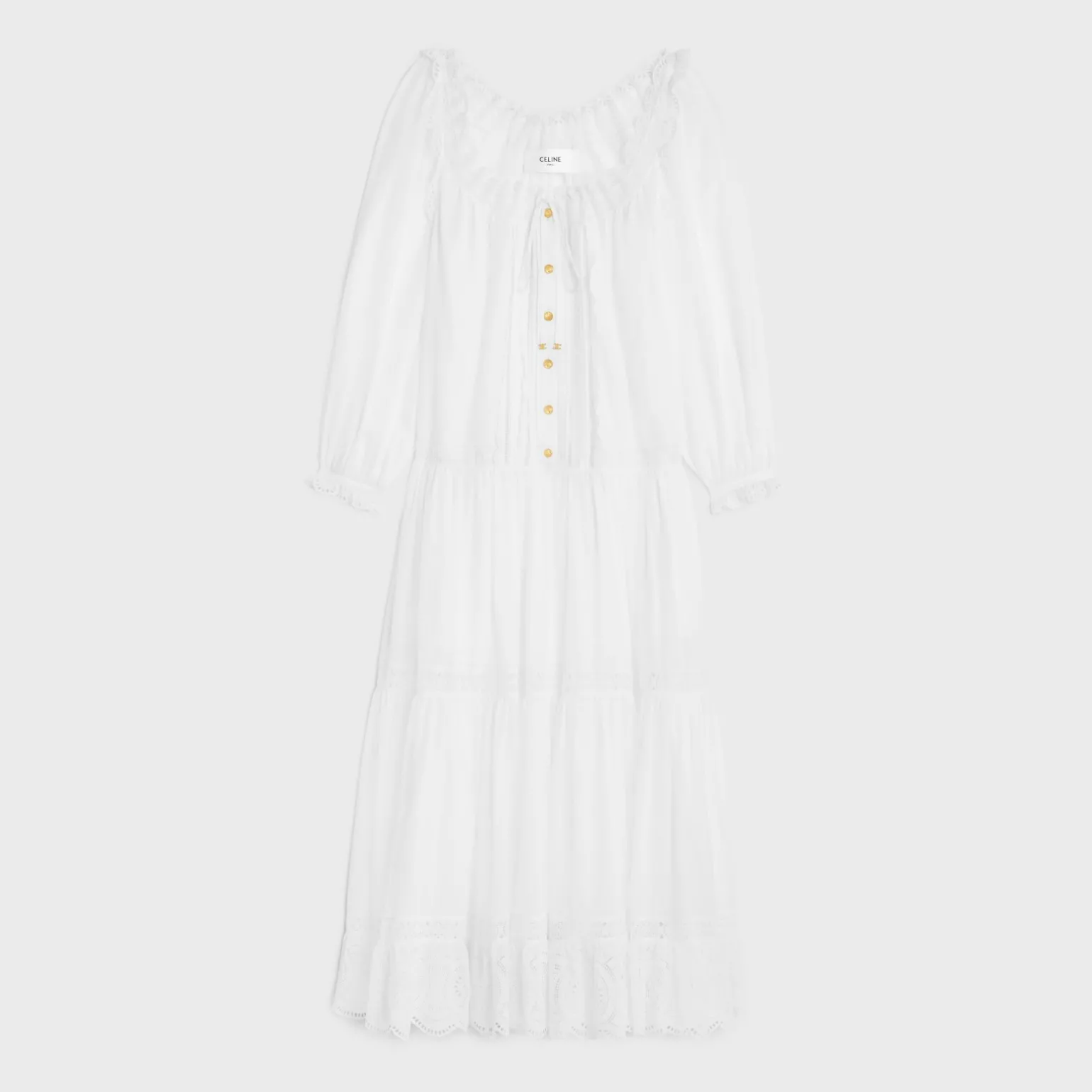 embroidered folk dress in cotton muslin