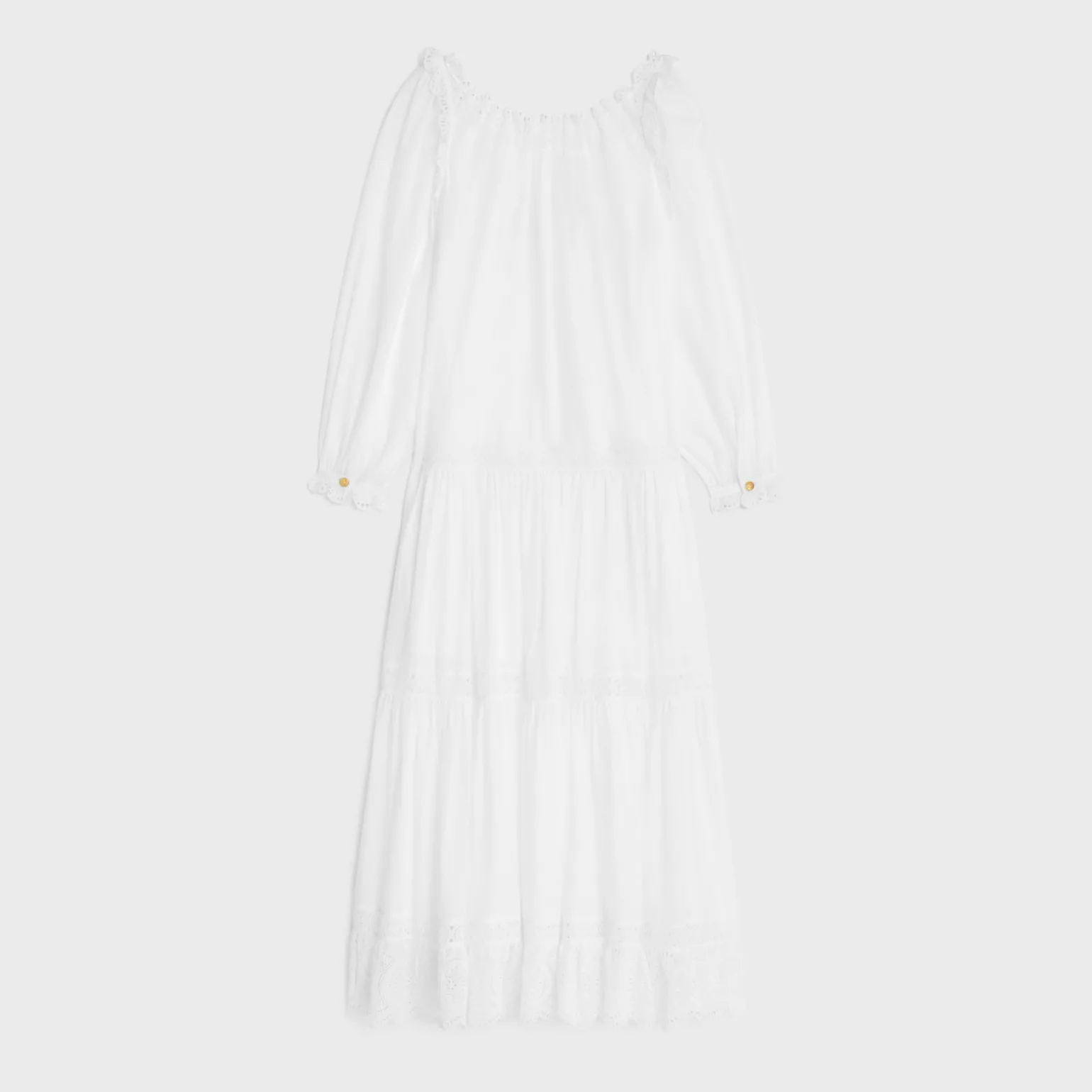 embroidered folk dress in cotton muslin
