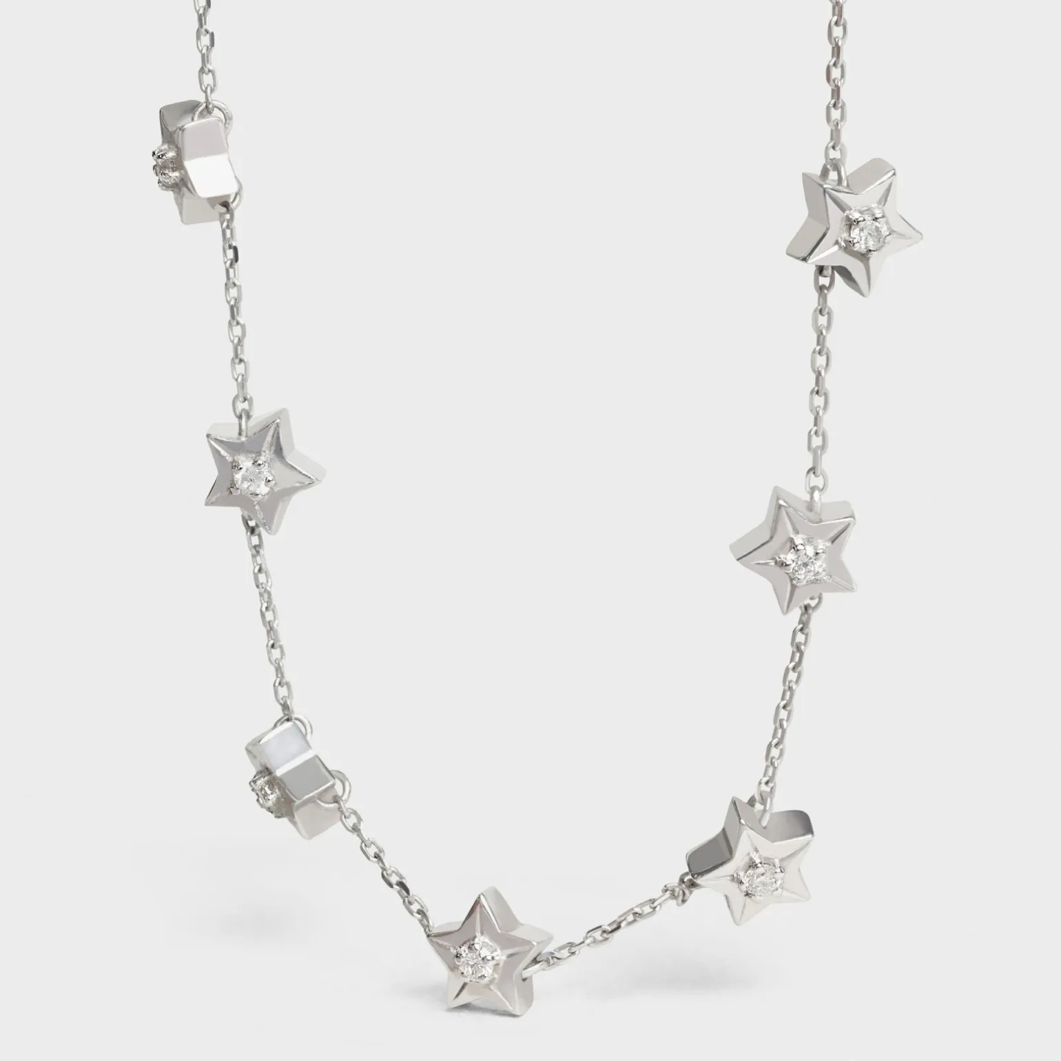 Etoile Celine Multi Stars Necklace in White Gold and Diamonds
