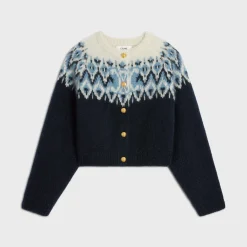 fair isle cardigan in mohair and silk