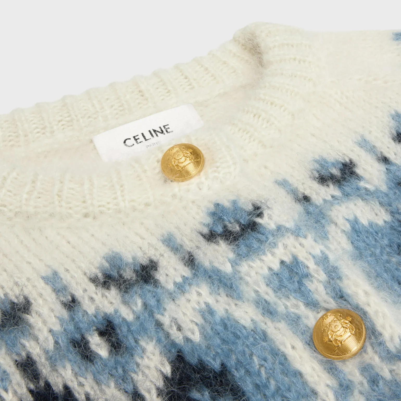 fair isle cardigan in mohair and silk
