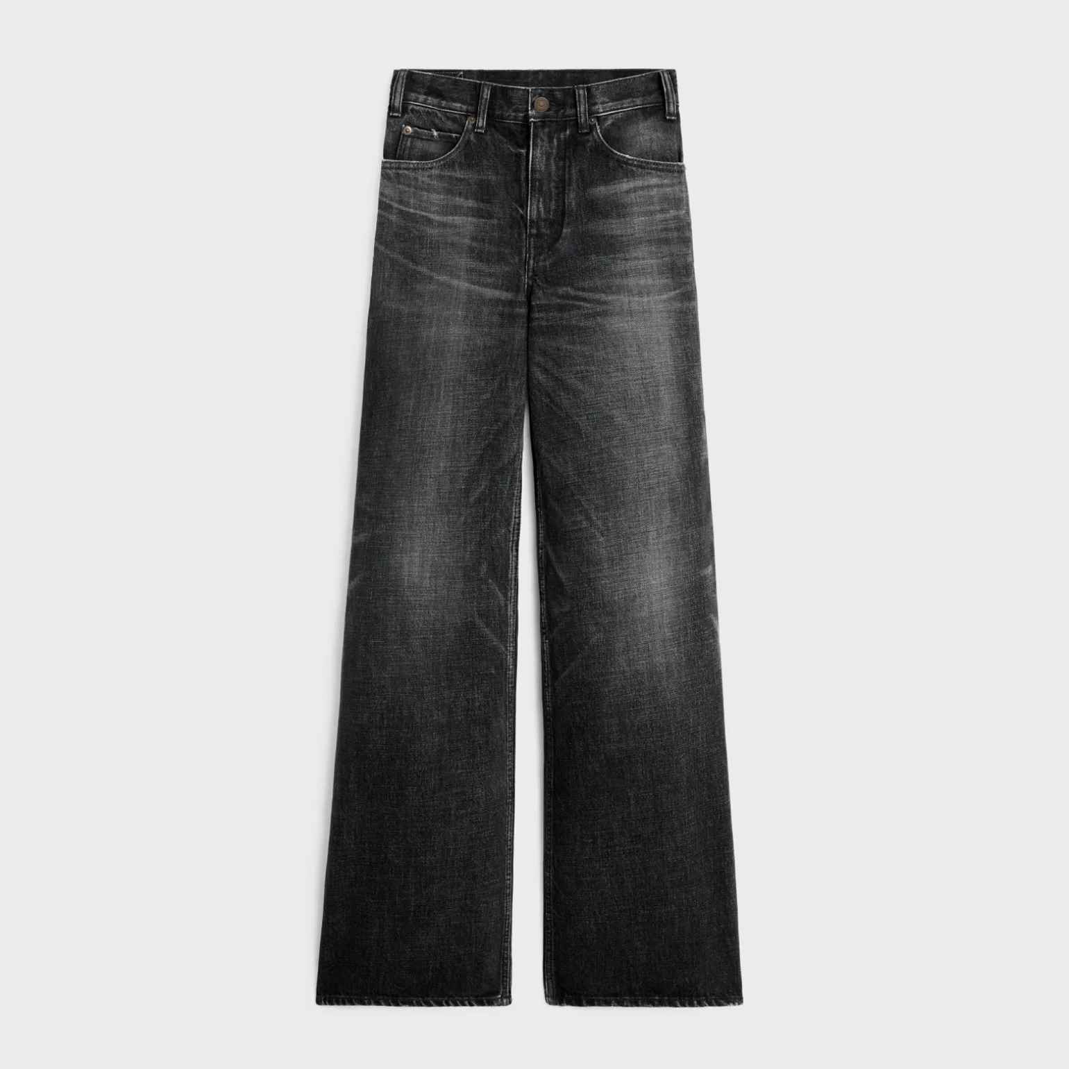 flared surf jeans in black ice rinse denim