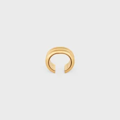 Formes Abstraites Leather Cuff in Brass with Gold Finish, Brest Calfskin and Steel