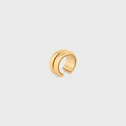 Formes Abstraites Leather Cuff in Brass with Gold Finish, Brest Calfskin and Steel