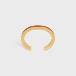Formes Simples Leather Cuff in Brass with Gold Finish and Calfskin