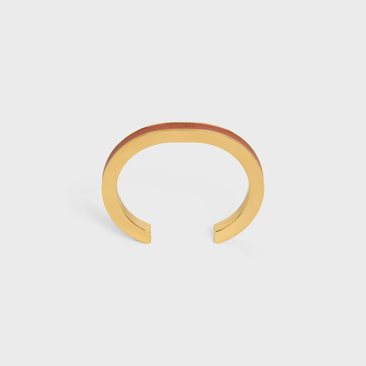 Formes Simples Leather Cuff in Brass with Gold Finish and Calfskin