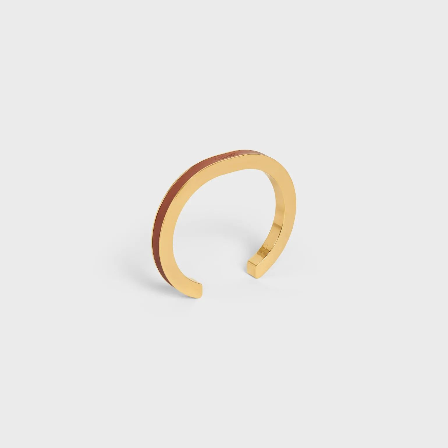 Formes Simples Leather Cuff in Brass with Gold Finish and Calfskin