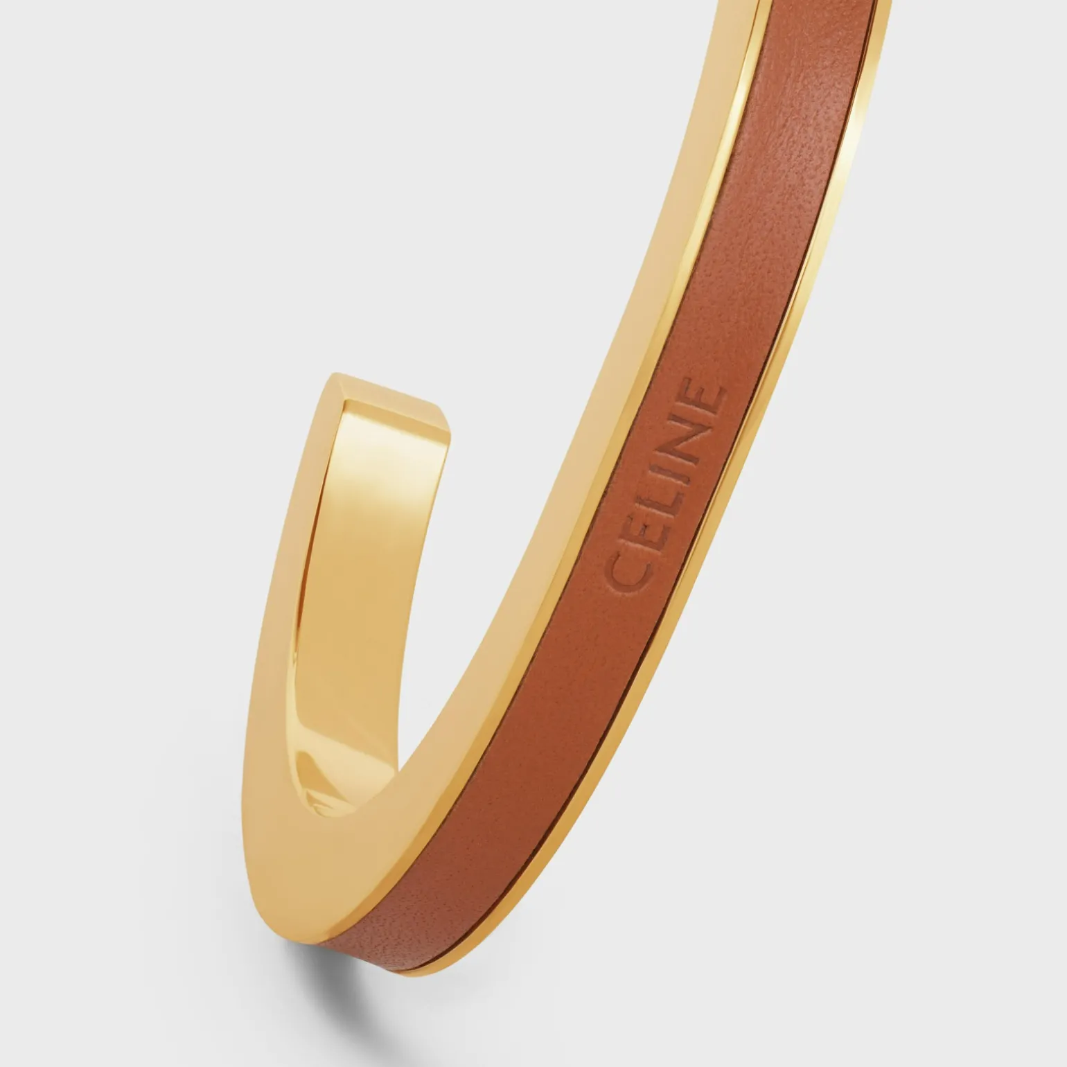 Formes Simples Leather Cuff in Brass with Gold Finish and Calfskin