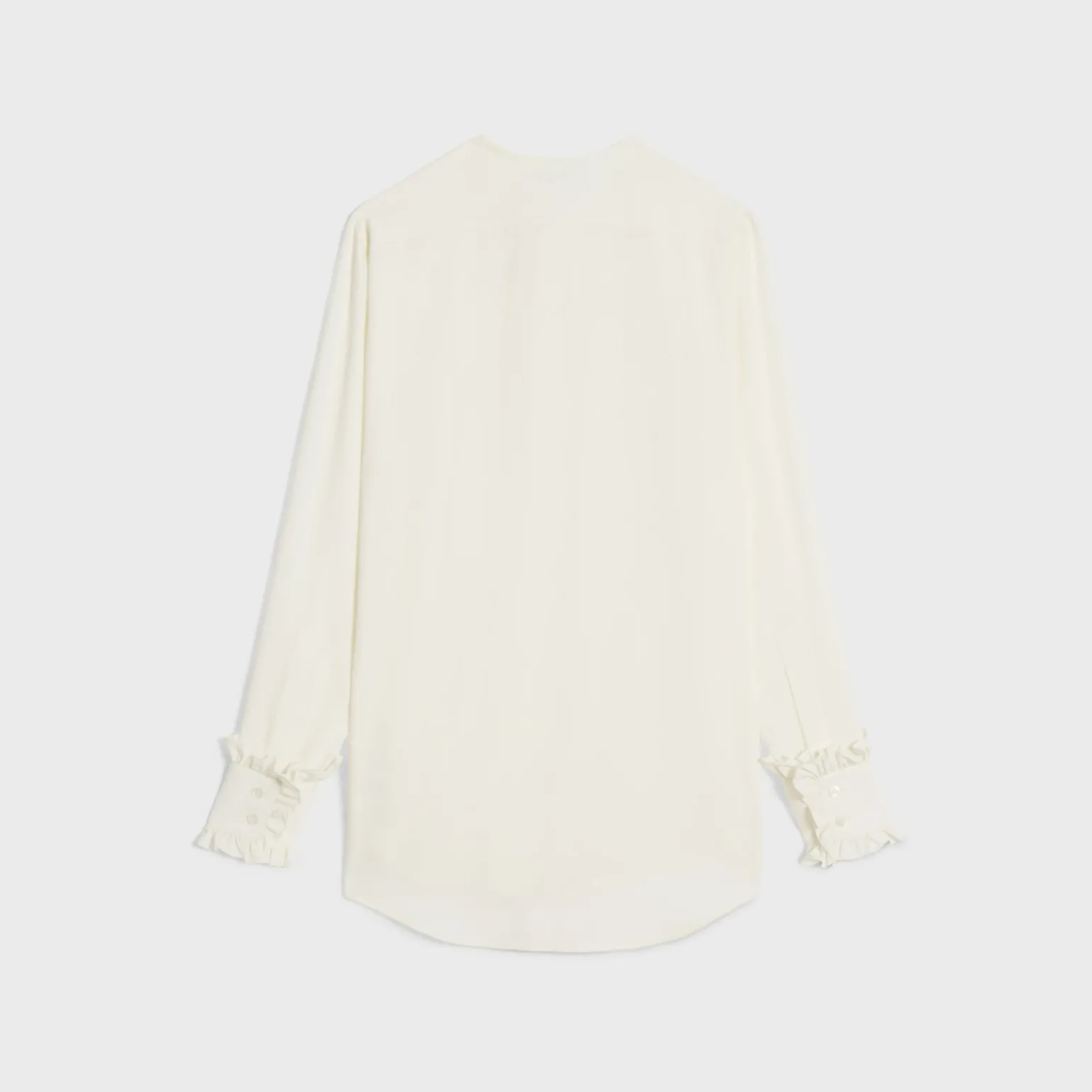 frilled romy shirt in silk crepe and acetate