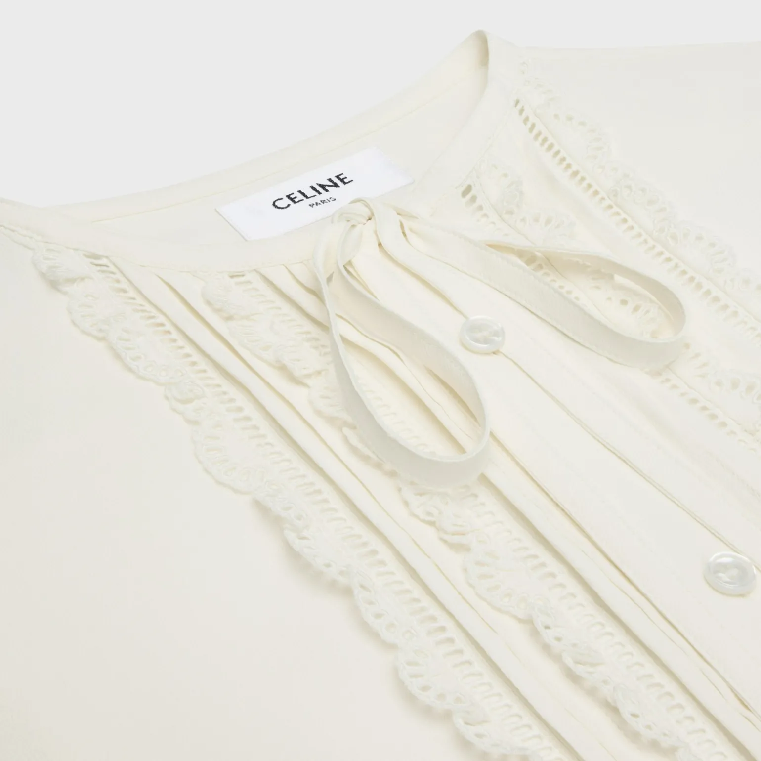frilled romy shirt in silk crepe and acetate