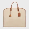 GARMENT BAG IN TEXTILE AND CALFSKIN