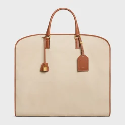 GARMENT BAG IN TEXTILE AND CALFSKIN