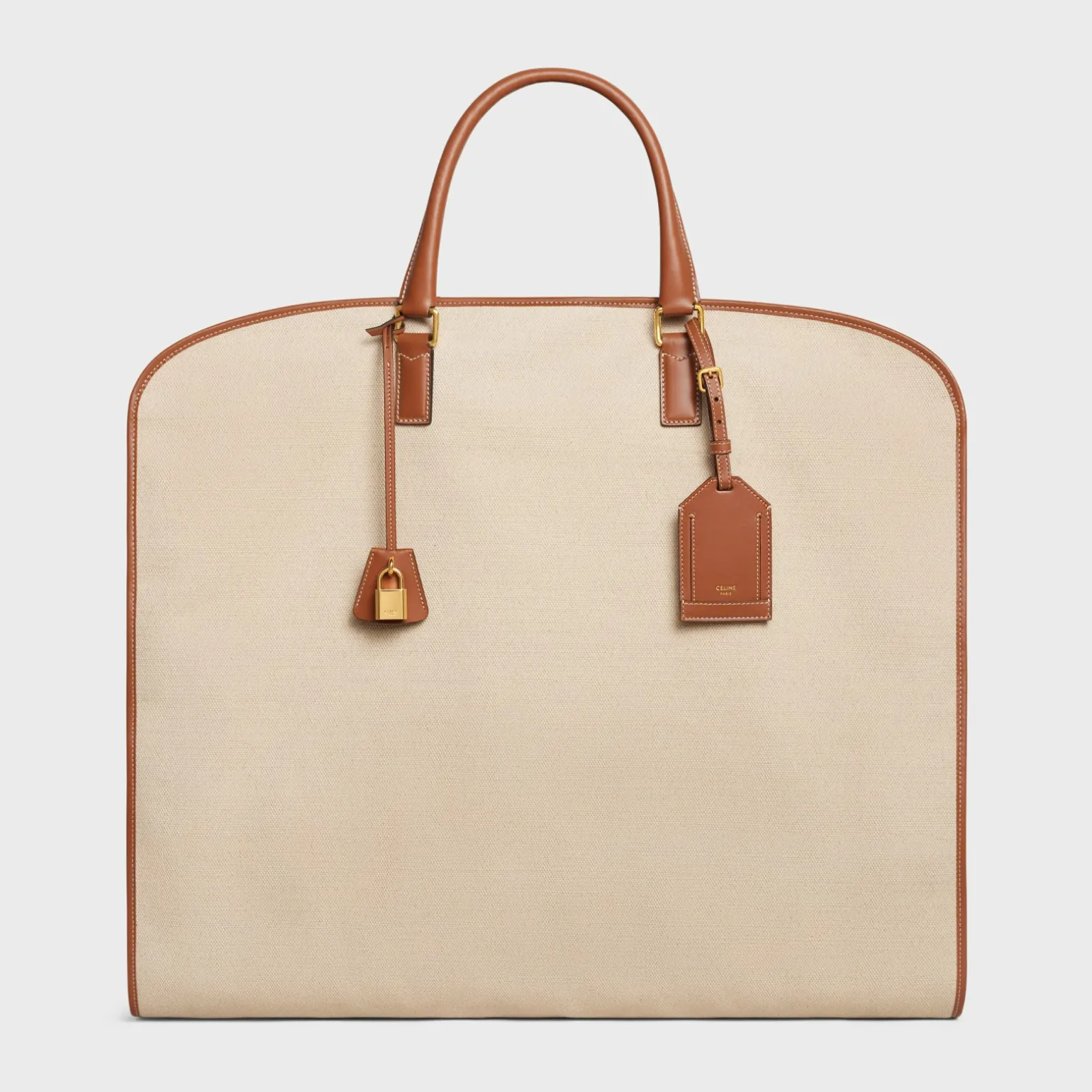 GARMENT BAG IN TEXTILE AND CALFSKIN