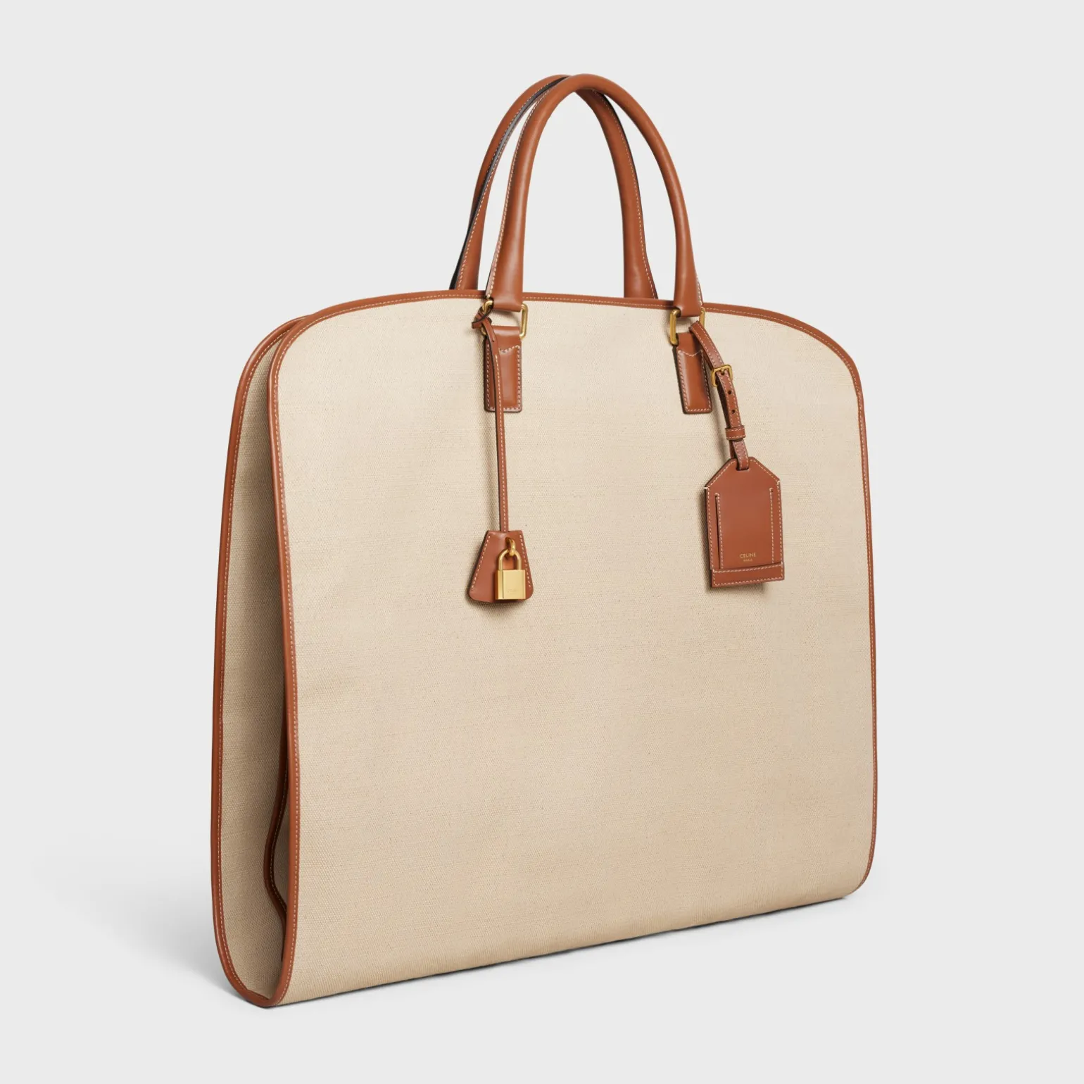 GARMENT BAG IN TEXTILE AND CALFSKIN