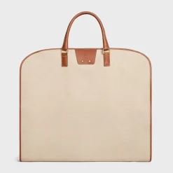 GARMENT BAG IN TEXTILE AND CALFSKIN