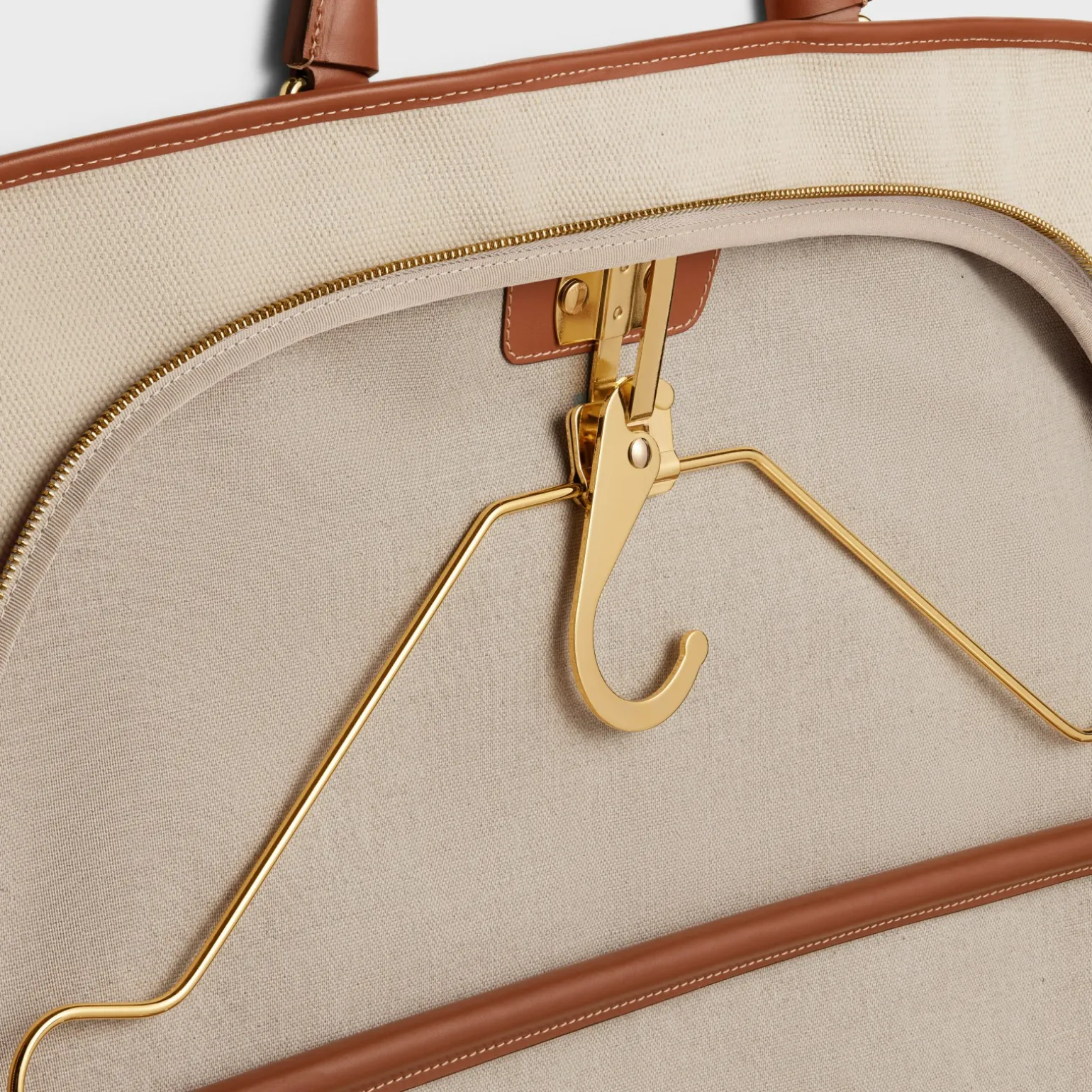 GARMENT BAG IN TEXTILE AND CALFSKIN