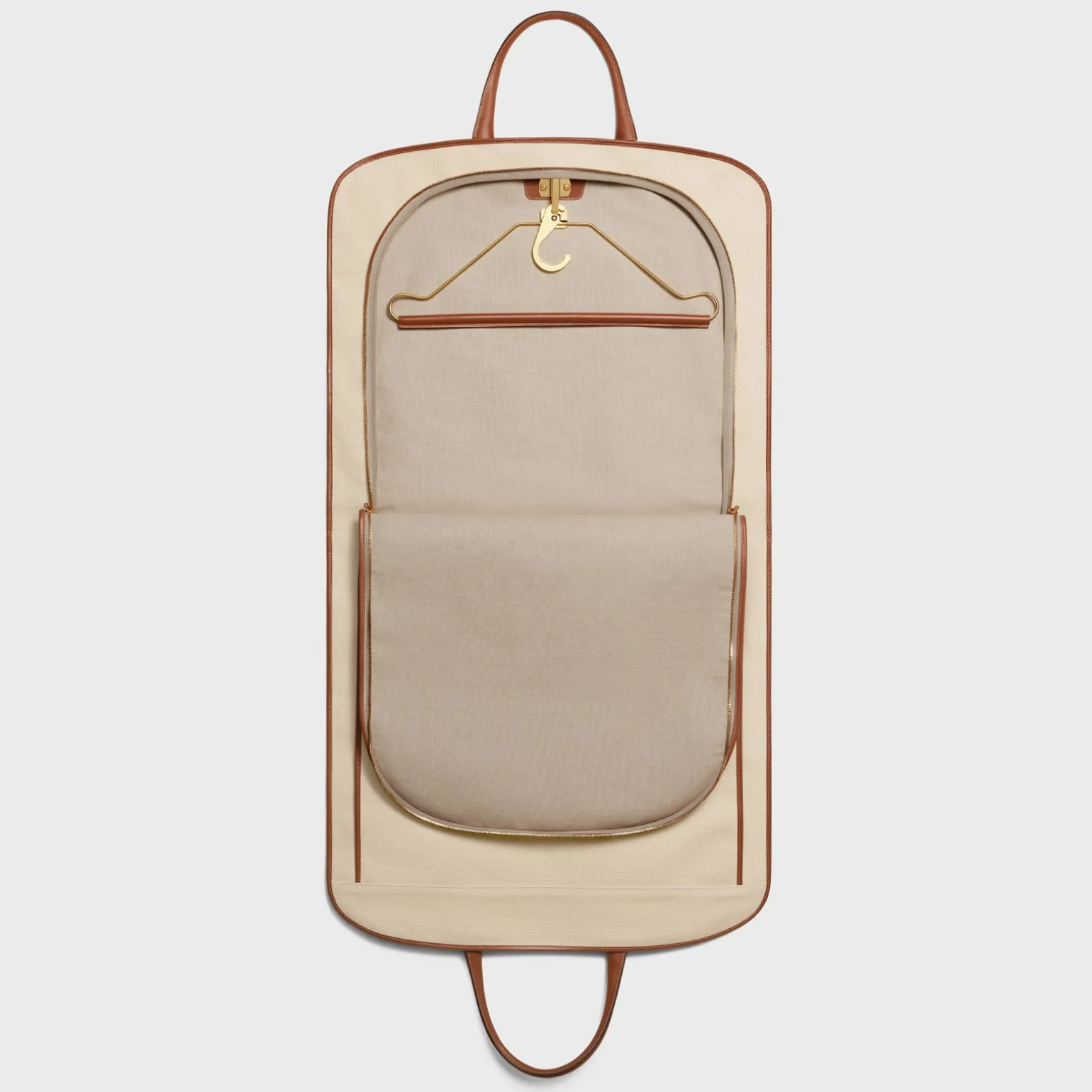 GARMENT BAG IN TEXTILE AND CALFSKIN