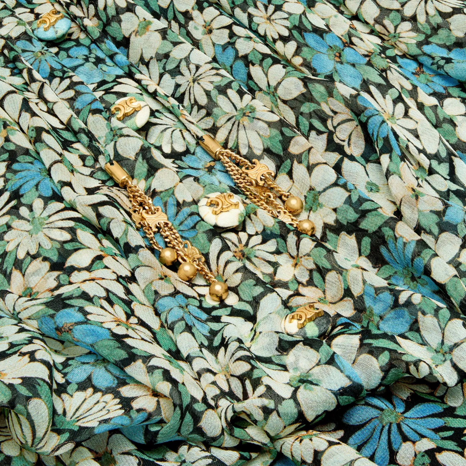 gathered midi dress in silk georgette