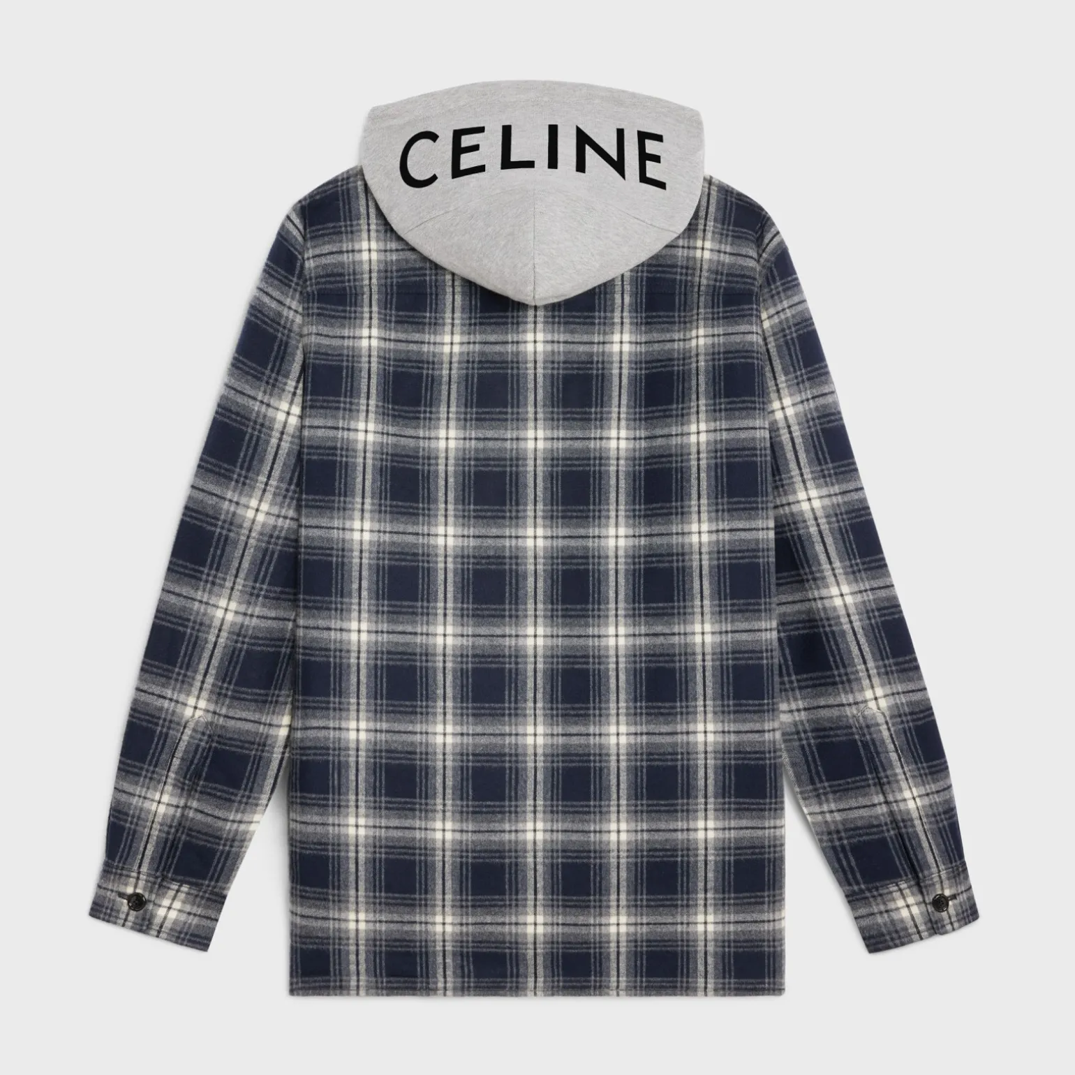 hooded overshirt in checked cotton