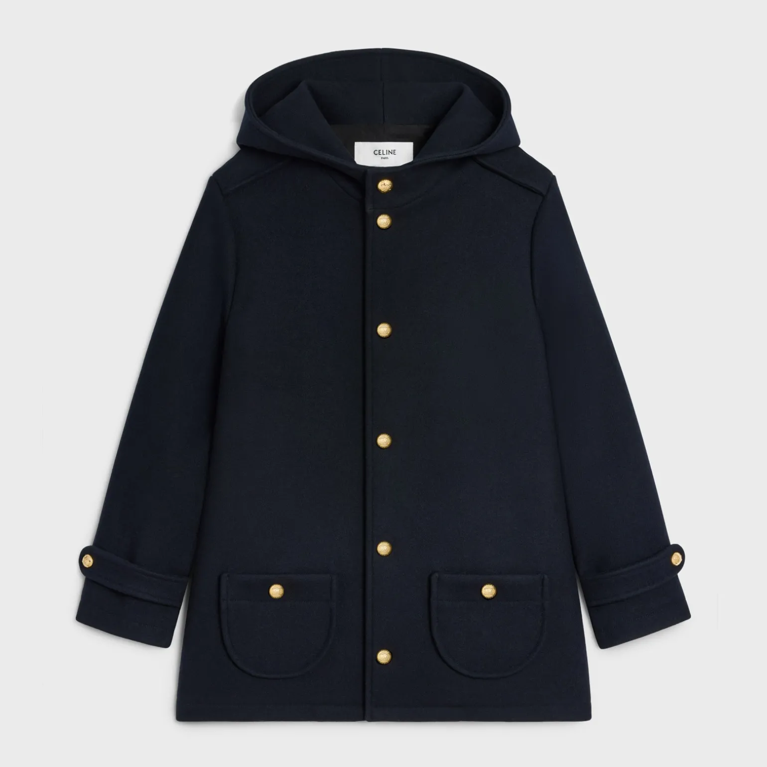 hooded Triomphe coat in wool felt