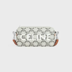 Horizontal pouch in Triomphe canvas with celine print