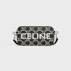 Horizontal pouch in Triomphe canvas two-tone with Celine print