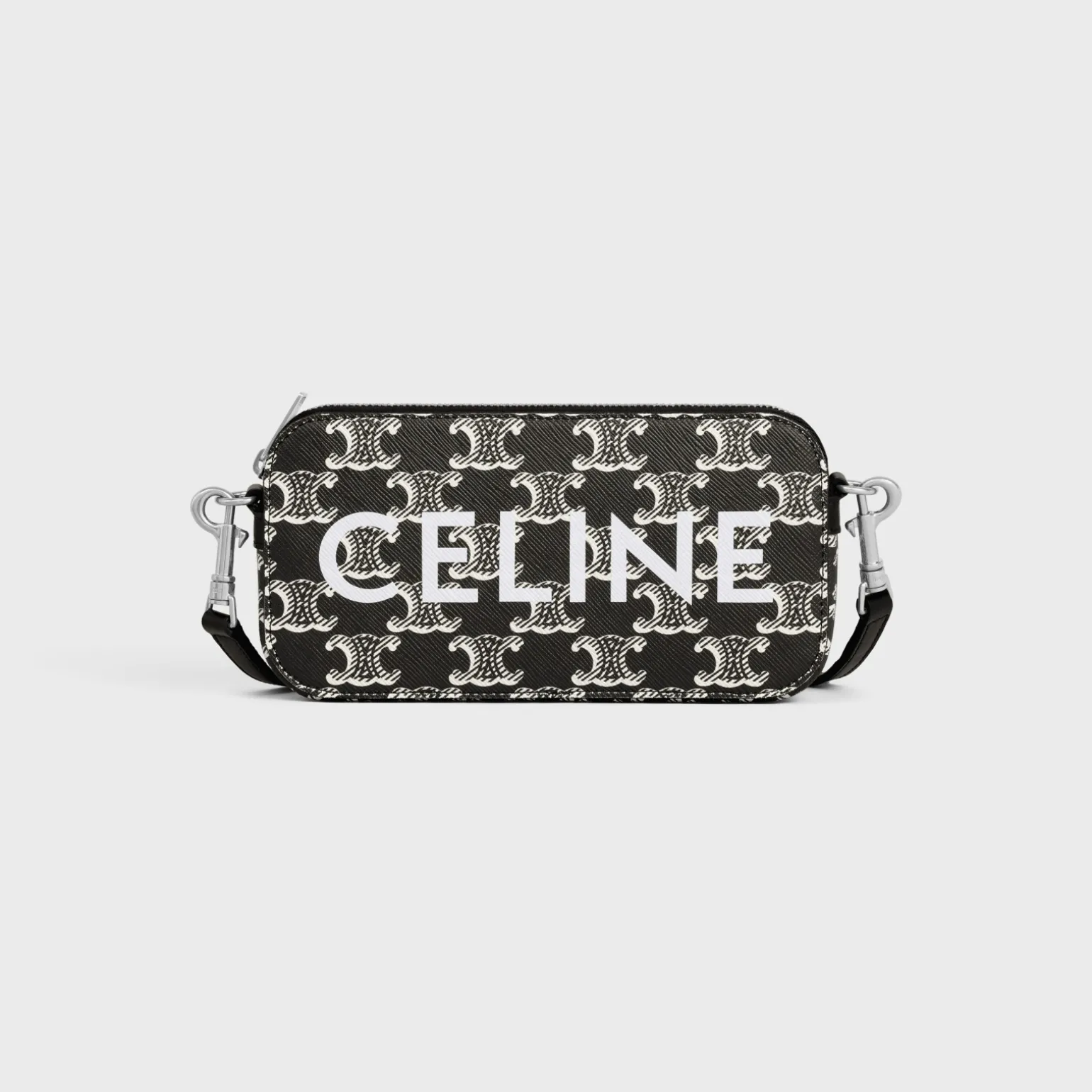 Horizontal pouch in Triomphe canvas two-tone with Celine print
