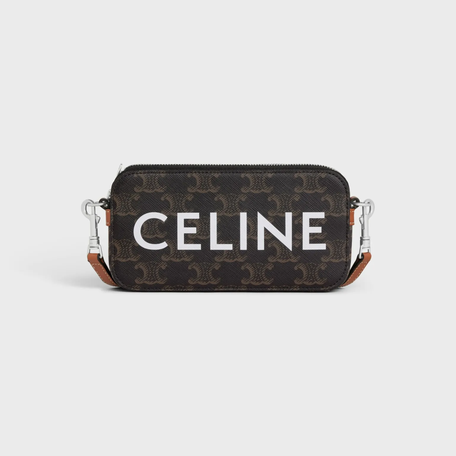 Horizontal pouch in Triomphe canvas with celine print