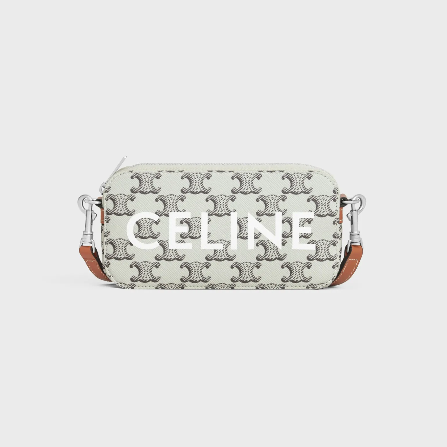 Horizontal pouch in Triomphe canvas with celine print