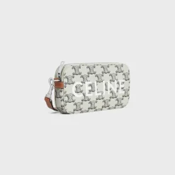 Horizontal pouch in Triomphe canvas with celine print