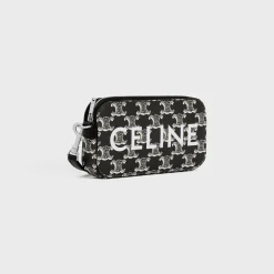 Horizontal pouch in Triomphe canvas two-tone with Celine print
